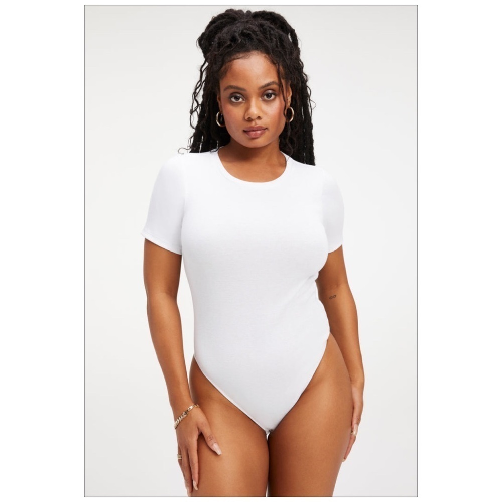 Nwt Good American Plus Size Open Back White Tee Bodysuit Size 3XL